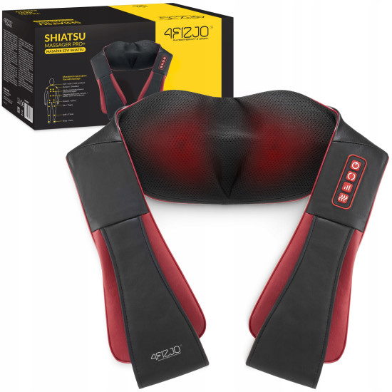 Купить Массажная подушка  4FIZJO Shiatsu Pro+ для шеи и спины Black/Red в Киеве - фото №1